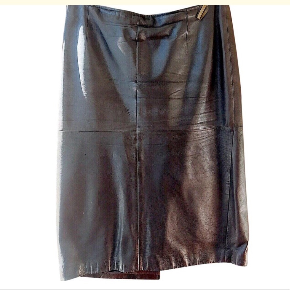 Hugo, from Hugo Boss, Brown fine leather skirt